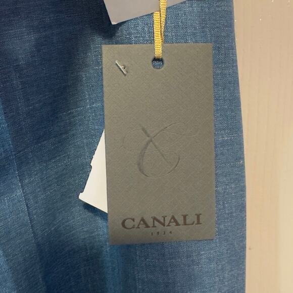 NWT Canali Men’s Unhemmed Travel Dress Pants Size 40 Wool/Silk/Linen Blend Teal - Picture 6 of 10